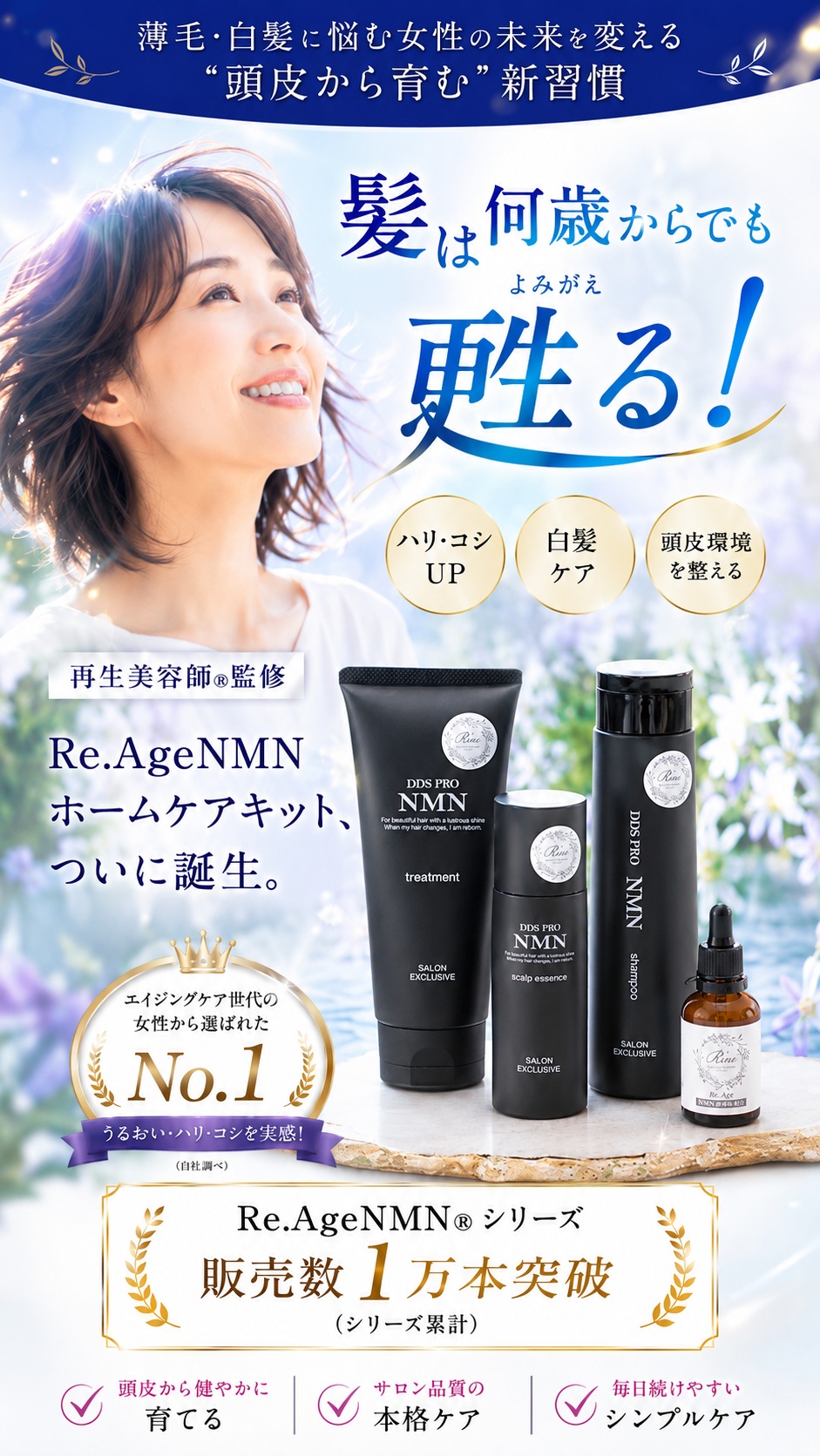 髪は何歳からでも甦る！Re.AgeNMNホームケアキット